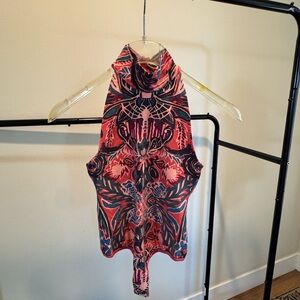 Free people Sleeveless High-Neck Patterned bodysuit